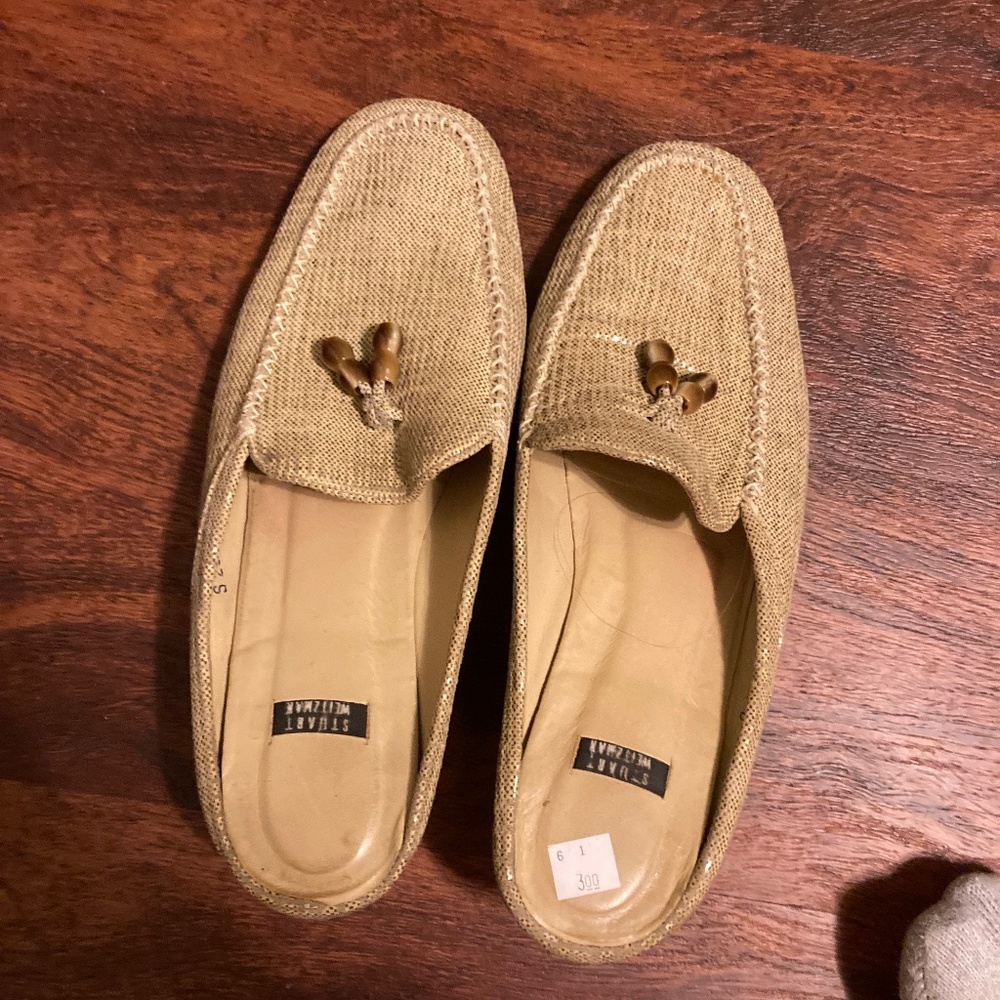 Vintage Nude Stuart Weitzman Mules Snake Embossed leather 90s